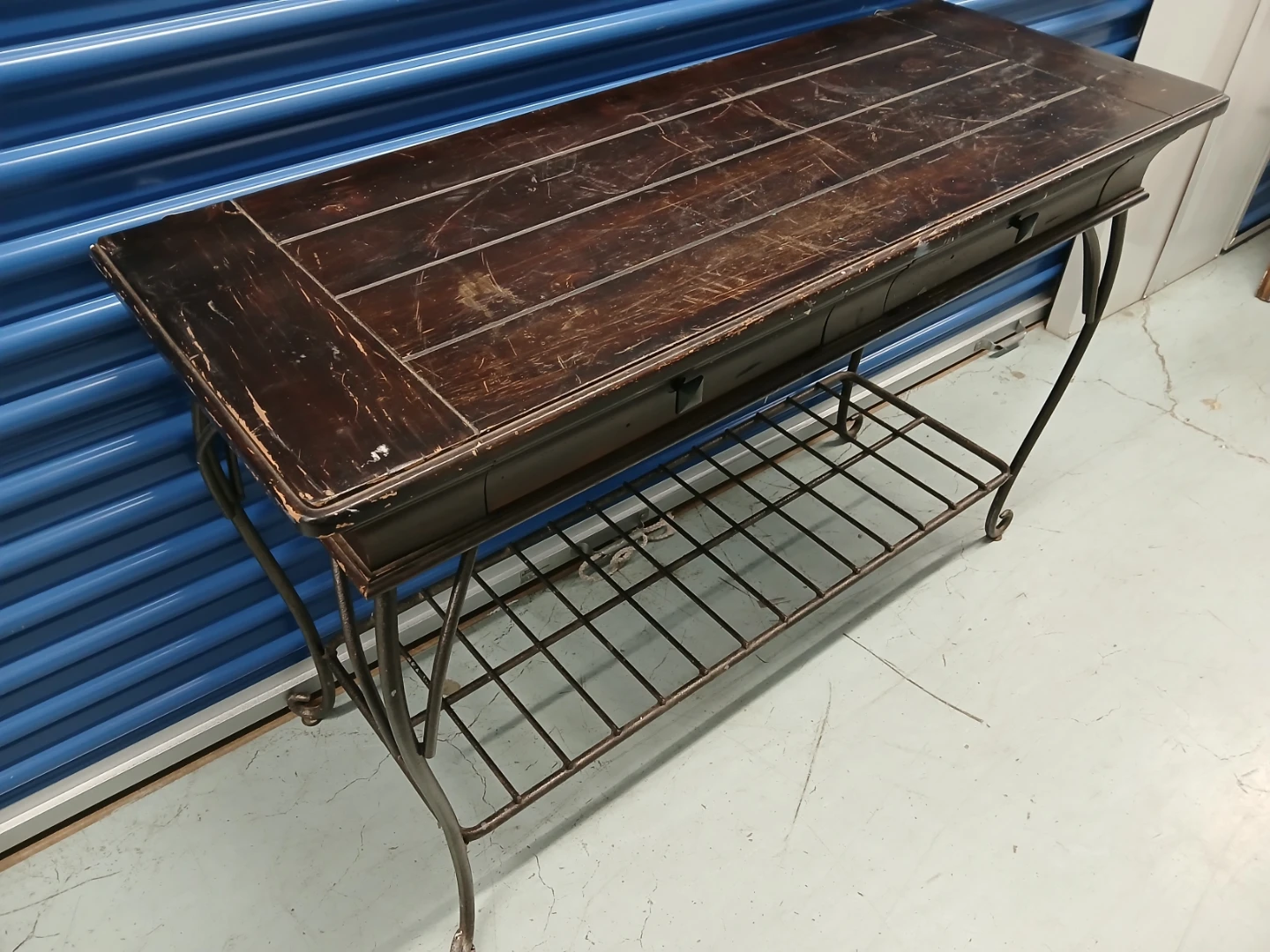 Wooden Console Table with Metal Base and Drawers - photo 5