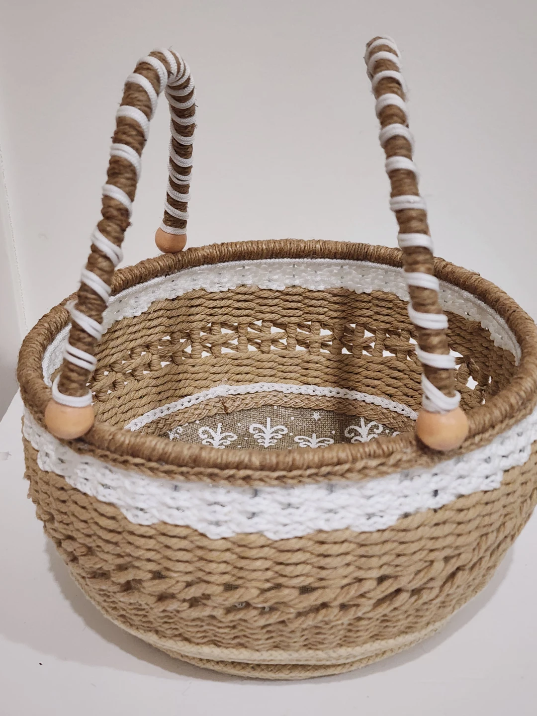 Handwoven Jute Storage Basket with Handles - photo 2