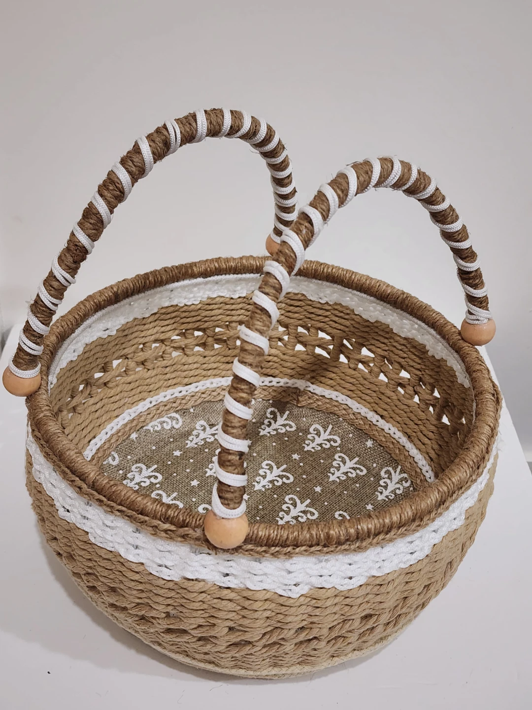 Handwoven Jute Storage Basket with Handles - photo 3