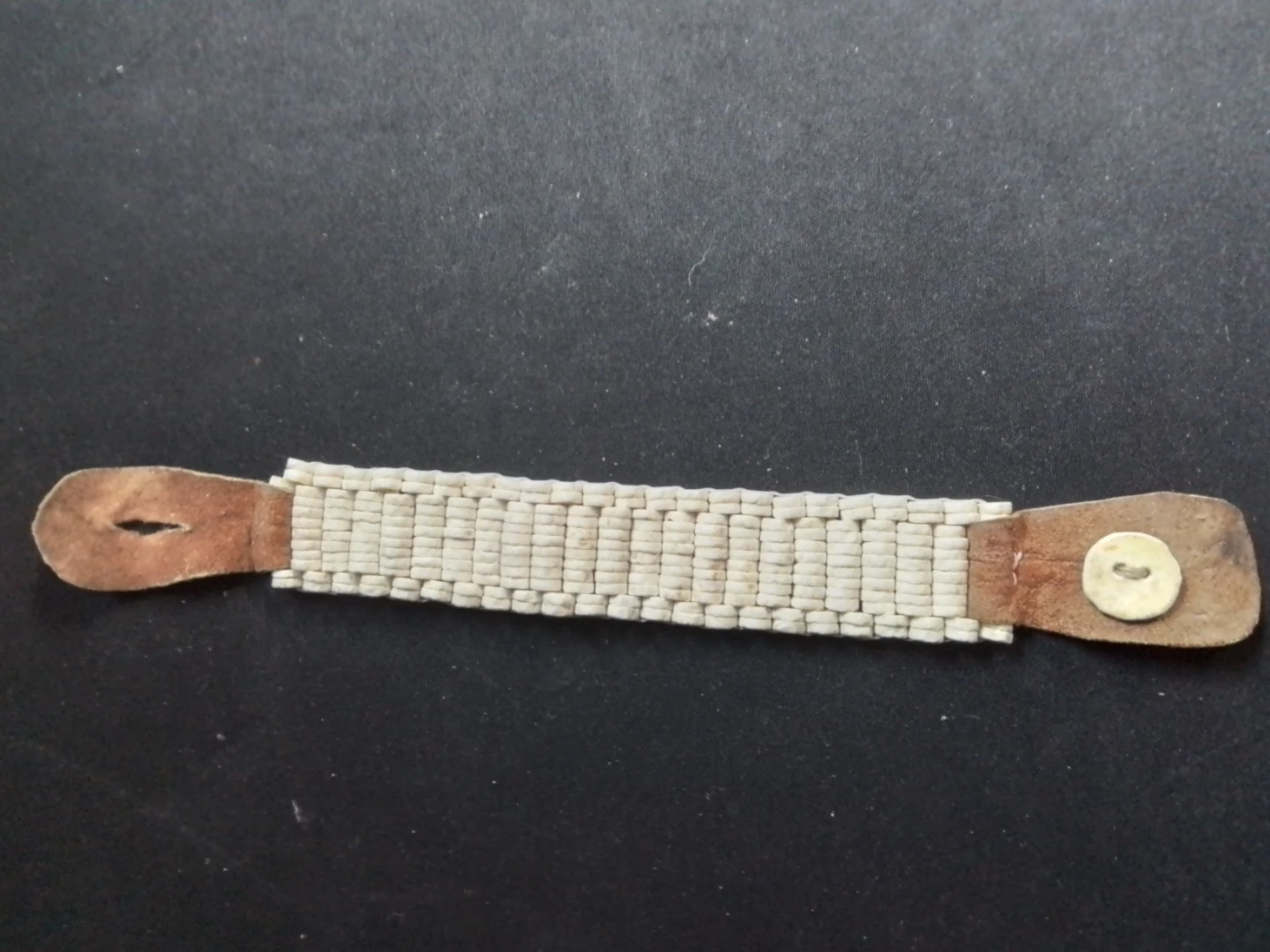 Vng San Bushman Handcrafted Ostrich Eggshell & Leather Bracelet