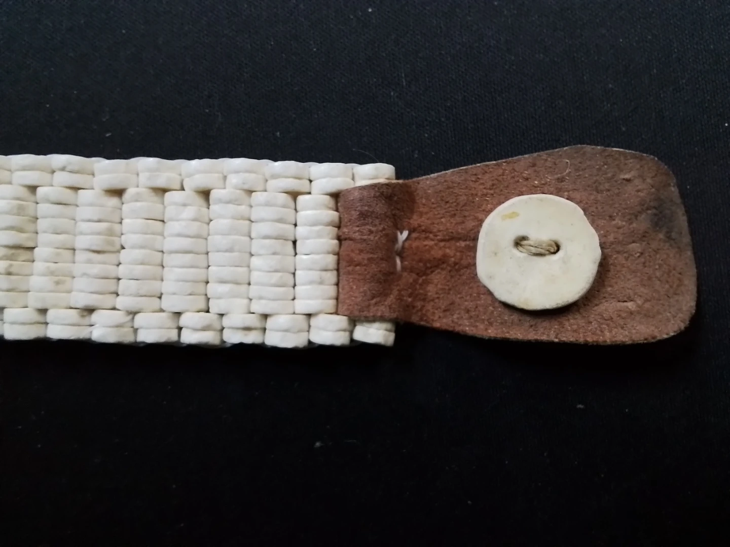 Vng San Bushman Handcrafted Ostrich Eggshell & Leather Bracelet - photo 2