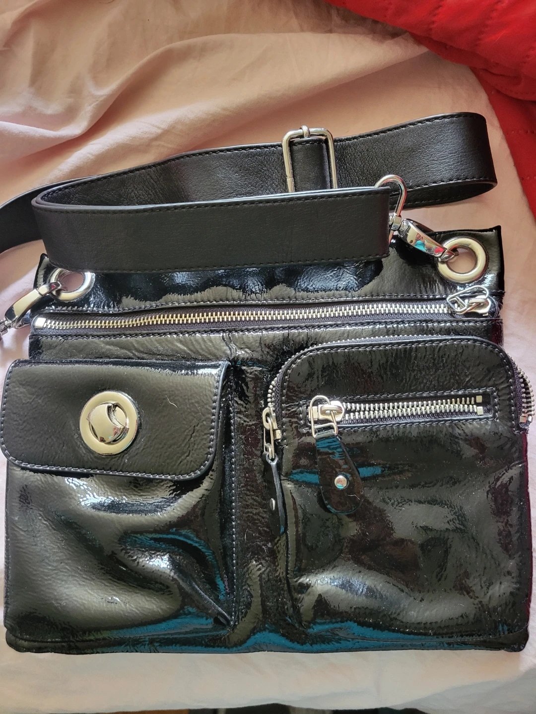 Black Patent Leather Shoulder Bag