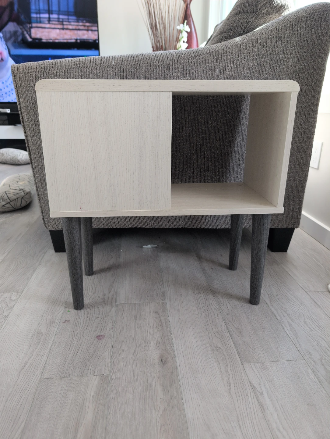 White and Grey Accent Side Table
