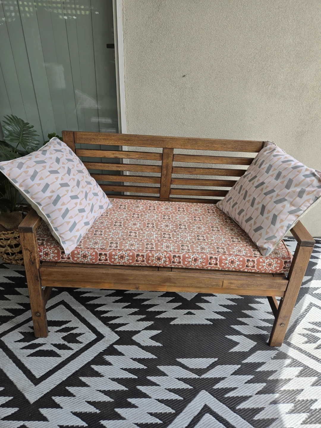 Newly sanded stained ikea aparo bench w cushions - photo 2