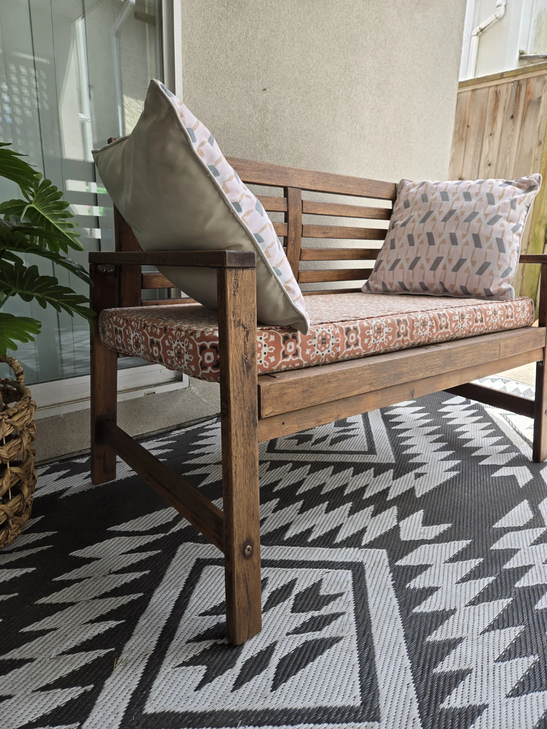 Newly sanded stained ikea aparo bench w cushions - photo 3