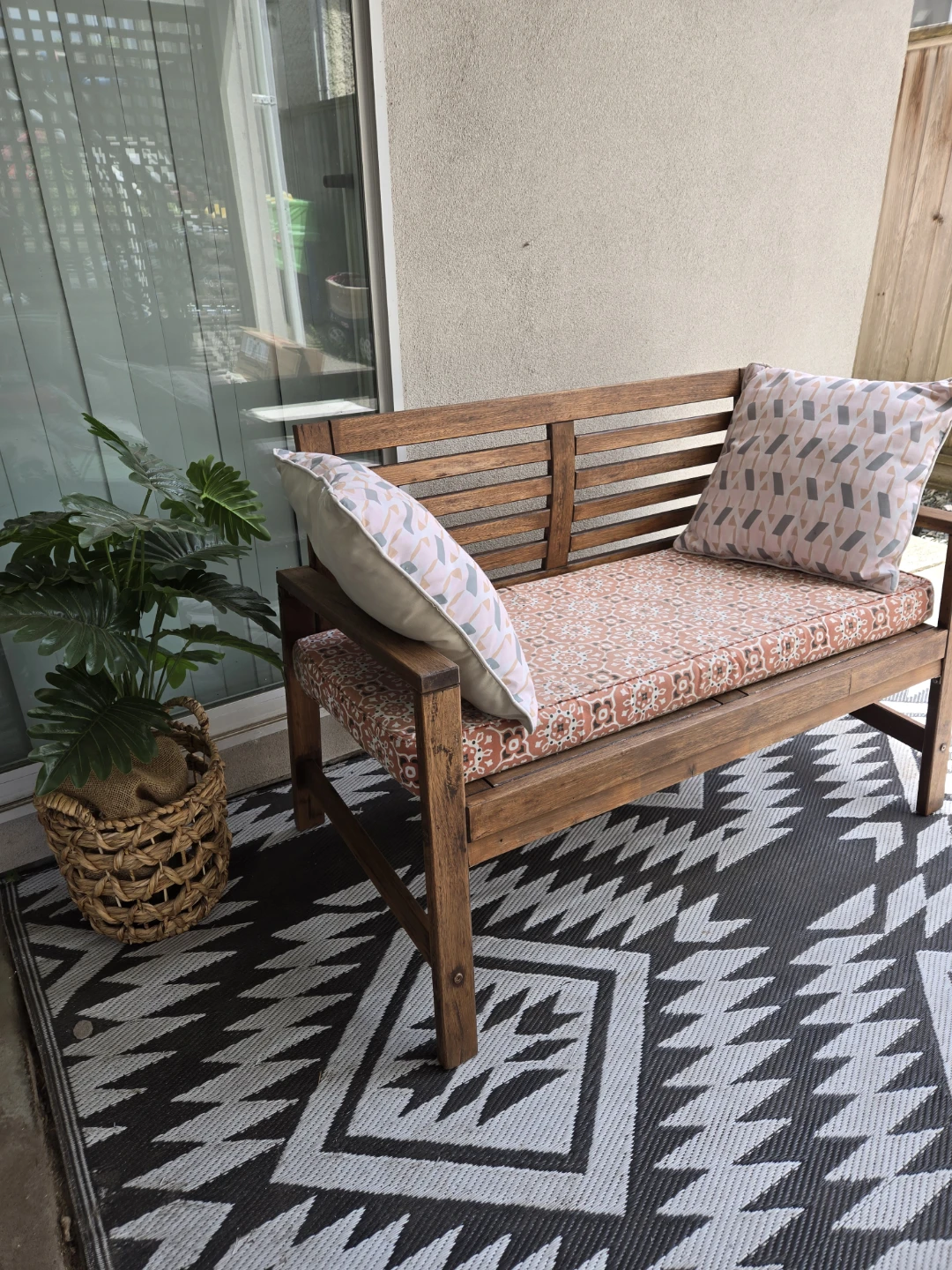 Newly sanded stained ikea aparo bench w cushions - photo 4