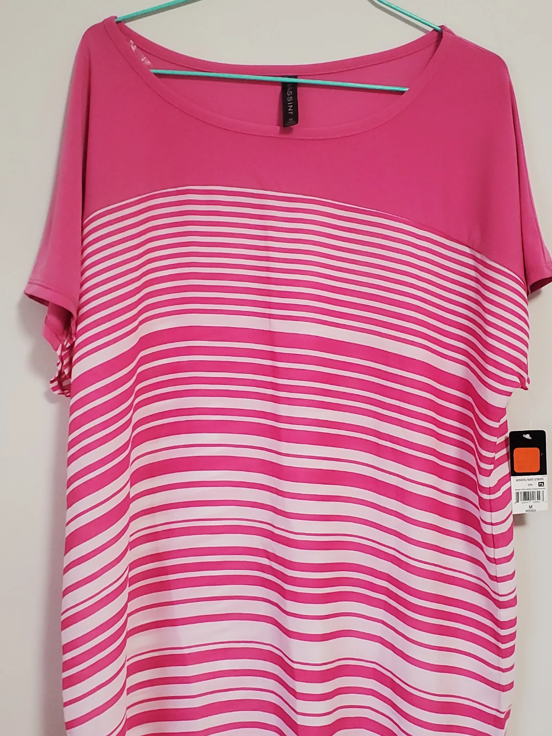 DG2 by Diane Gilman Women's Striped Top - Pink/White