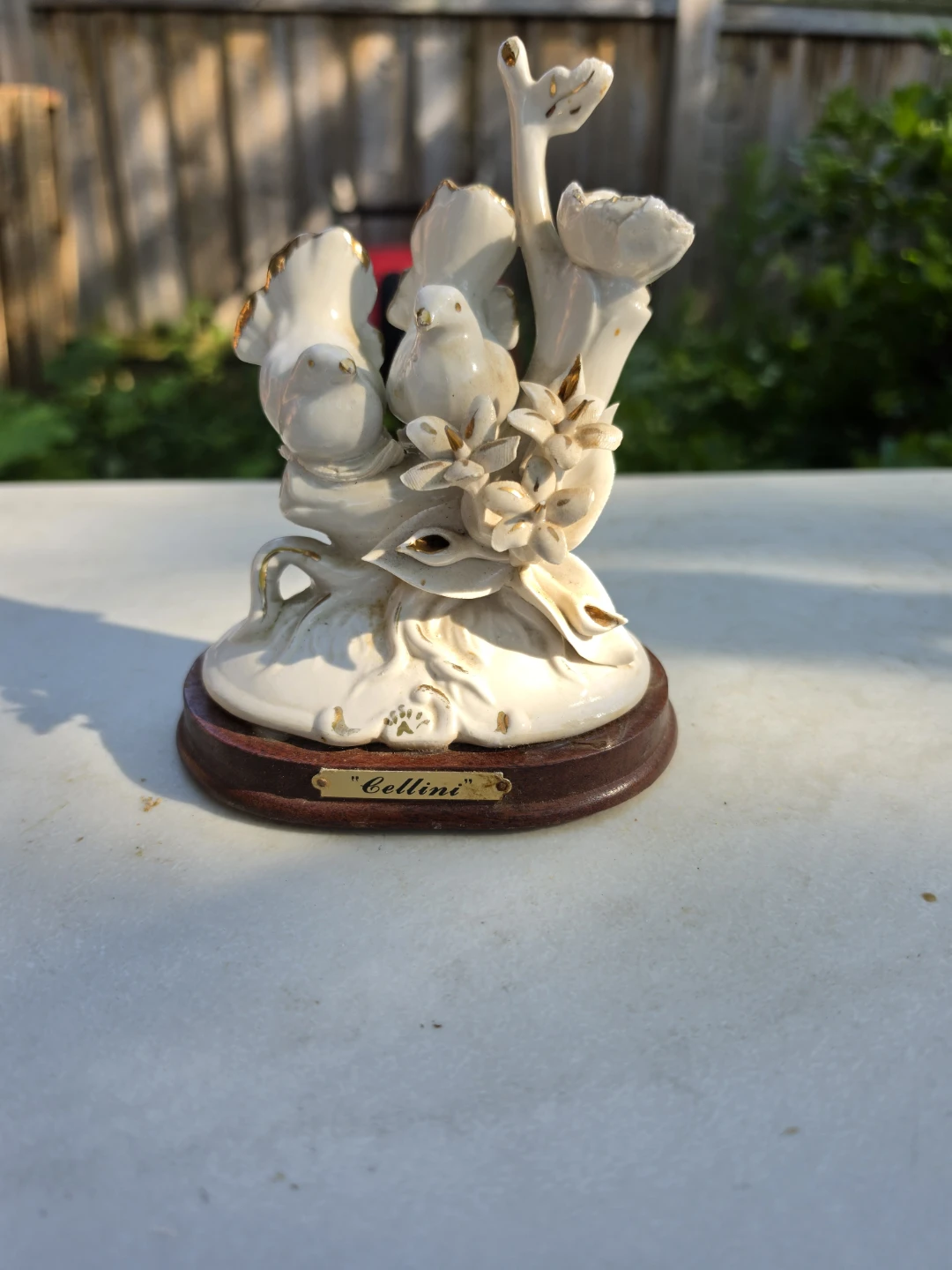 Cellini Porcelain Birds Figurine with Gold Accents