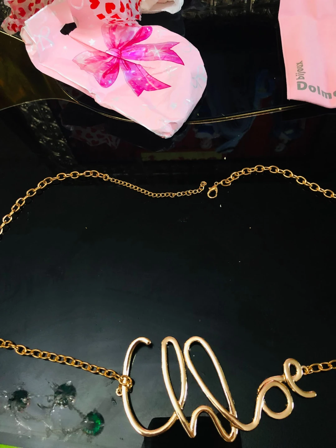 Gold Tone "Chloe" Nameplate Necklace