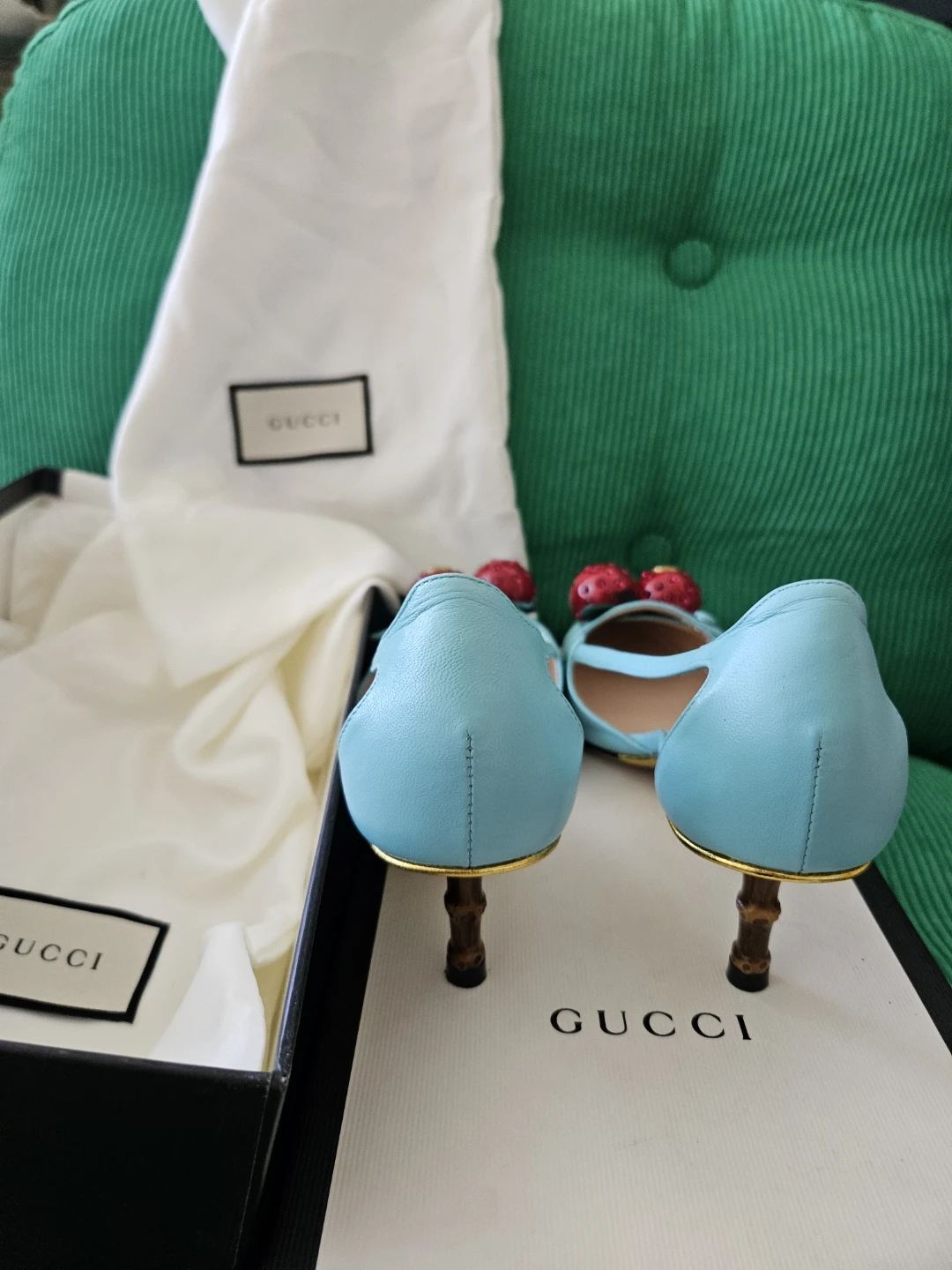 Gucci Light Blue Cherry Heels - photo 4