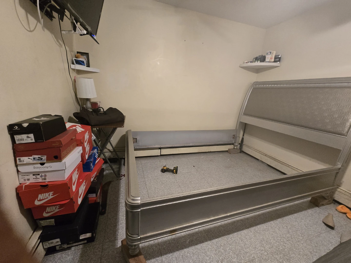 Silver Bed Frame with Headboard - photo 2