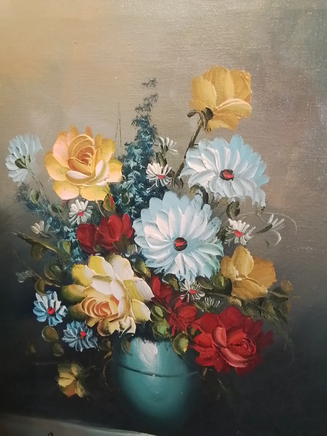 Floral Still Life Oil Painting – Signed "Cindy" - photo 2