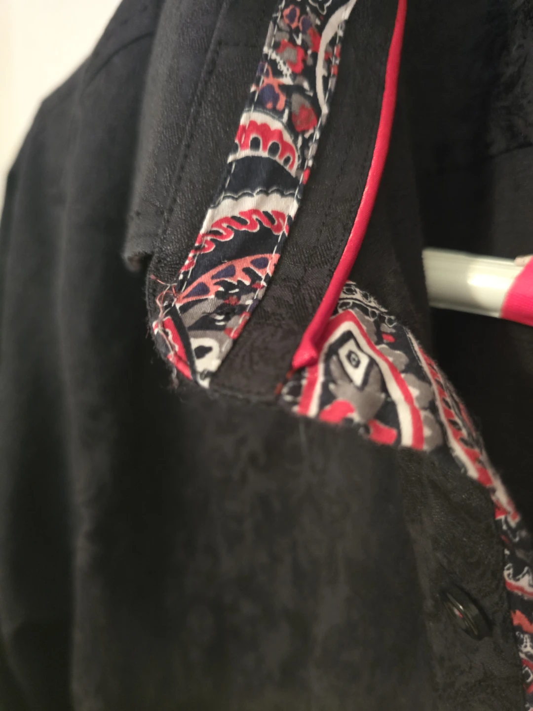 Men's Black Dress Shirt with Patterned Trim size S- M - photo 3