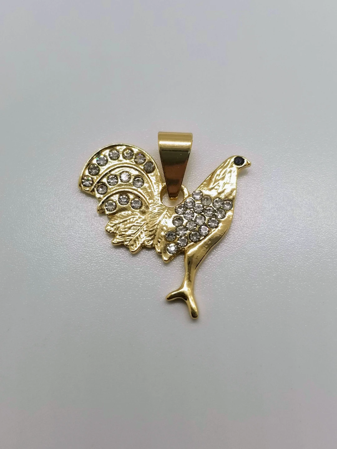 "Gold plated" Rooster Pendant with Rhinestones