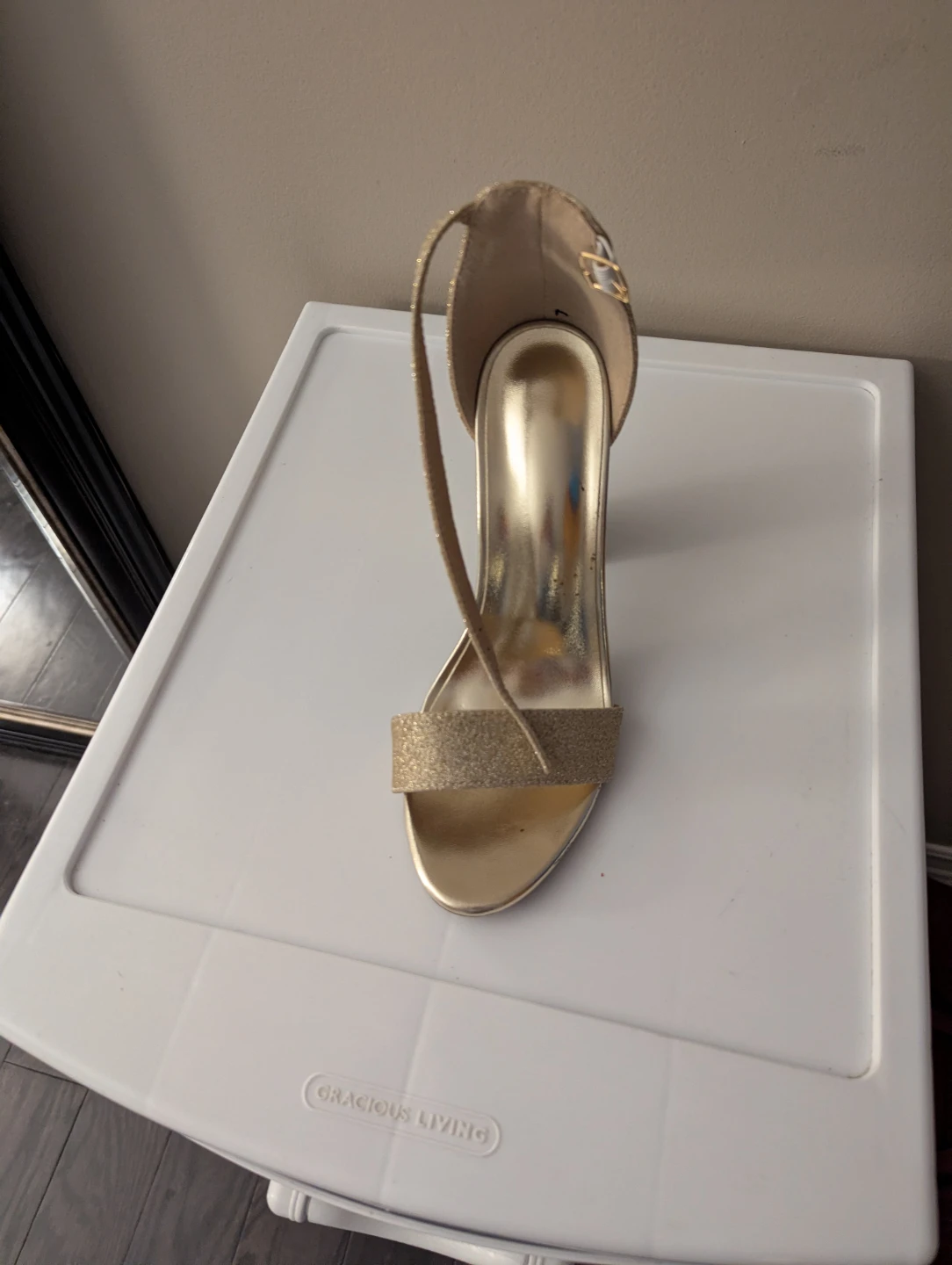 Gold Glitter Block Heel Sandals - photo 2