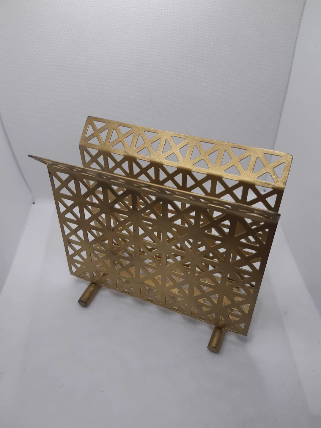 Art Deco MCM gold metal napkin holder - photo 2