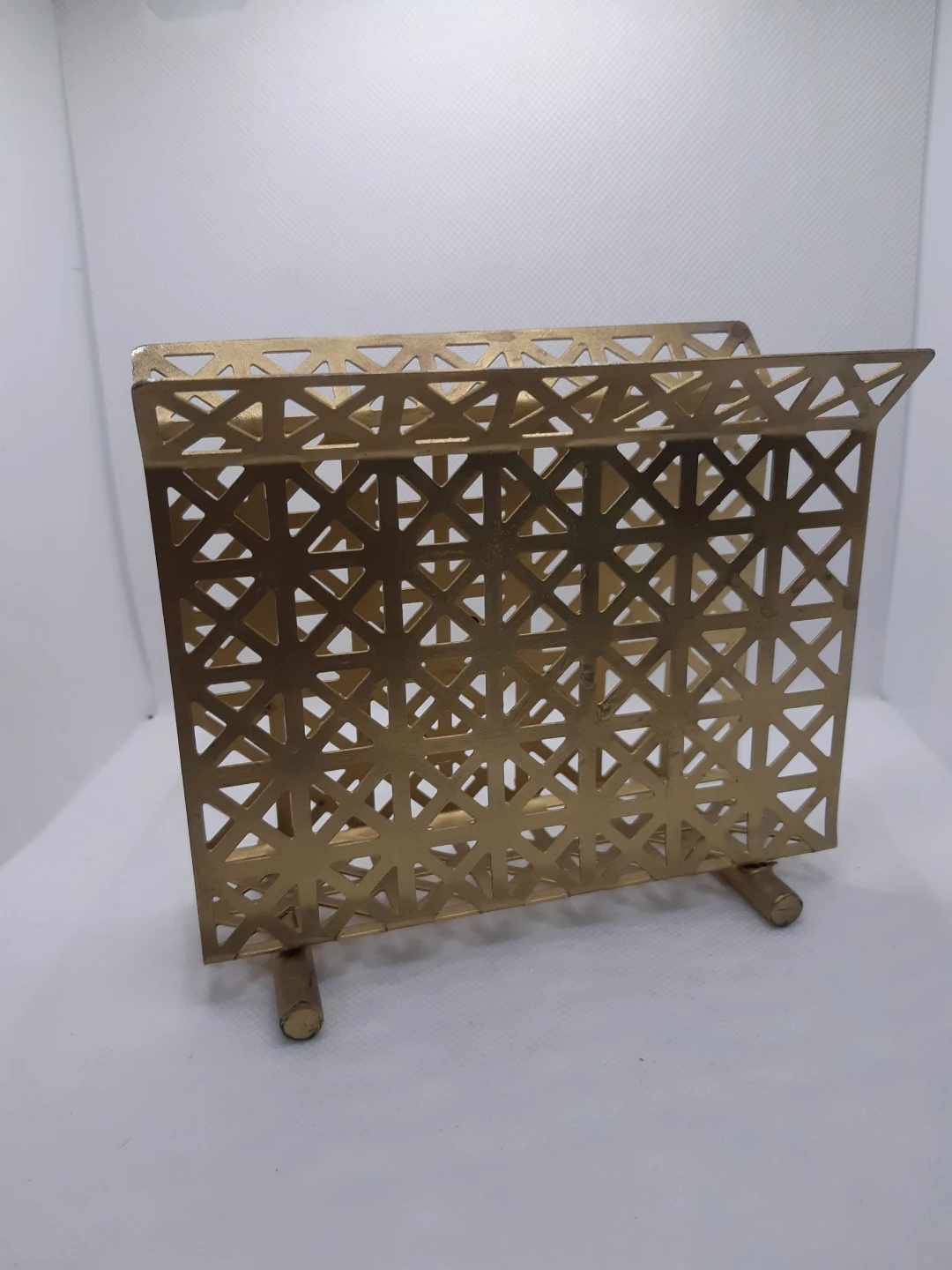 Art Deco MCM gold metal napkin holder