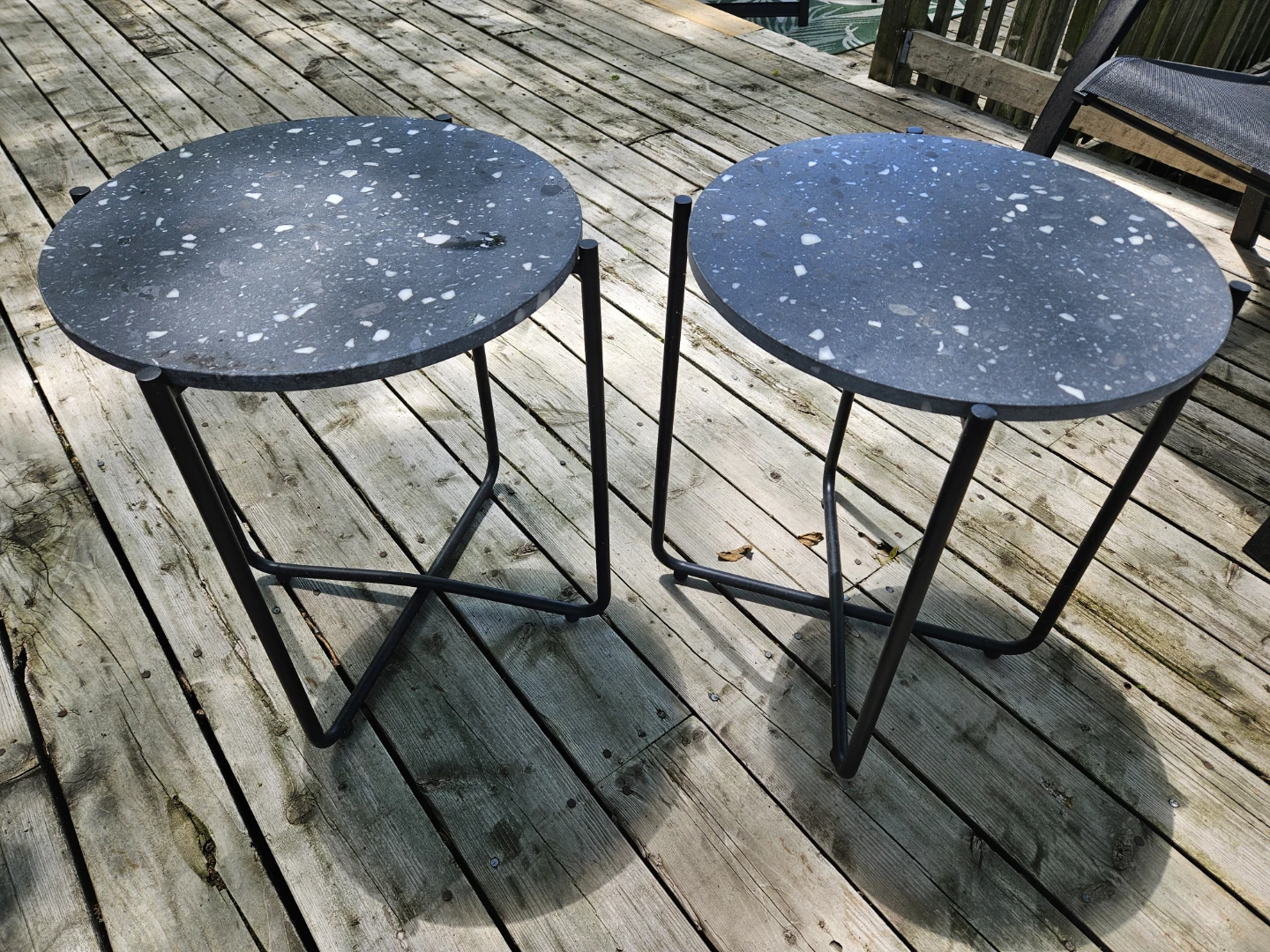 16" Round Terrazzo Side Tables. Heavy!