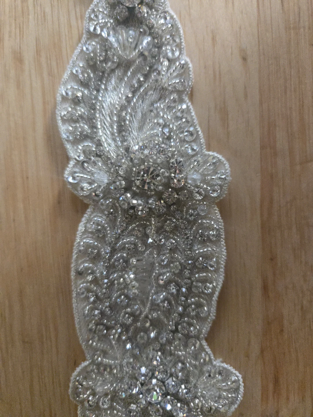 Beaded Bridal Sash Applique with Rhinestones - photo 2
