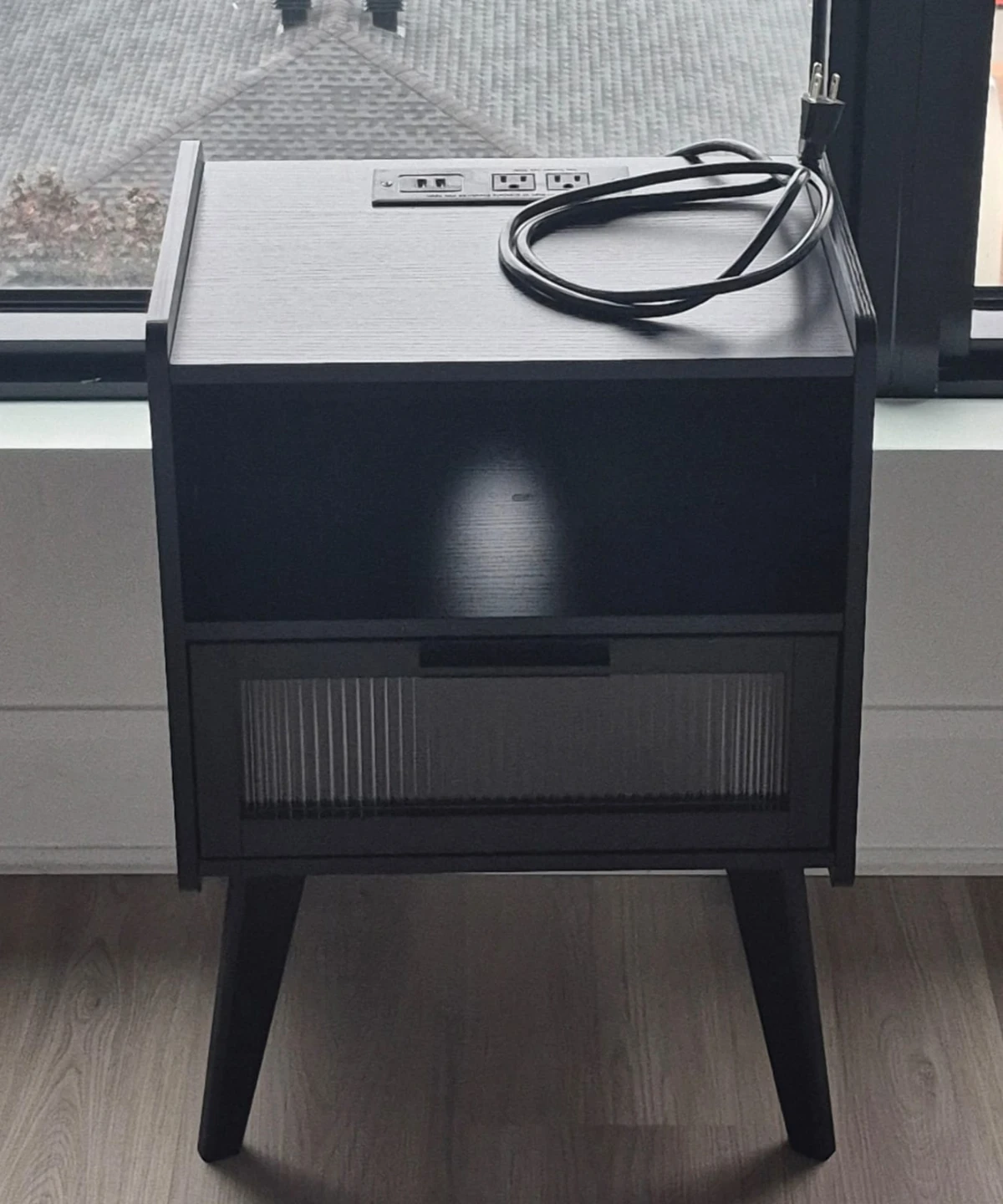 2 Black Nightstands with Built-in Power Outlet + USB Ports - photo 4