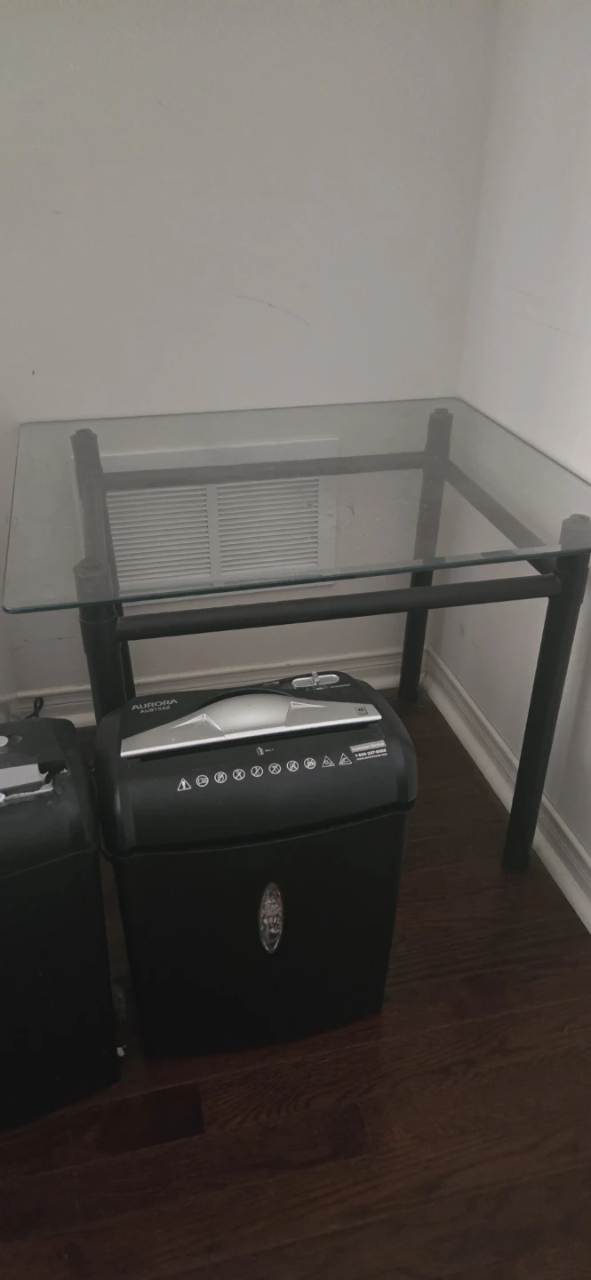 Glass Top Desk with Metal Frame - photo 2
