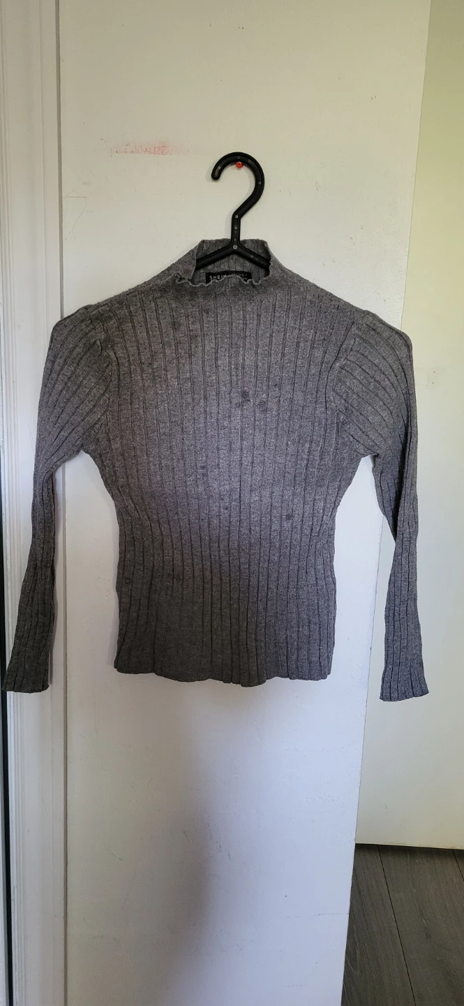 Grey SHEIN Ribbed Turtleneck Sweater⚽