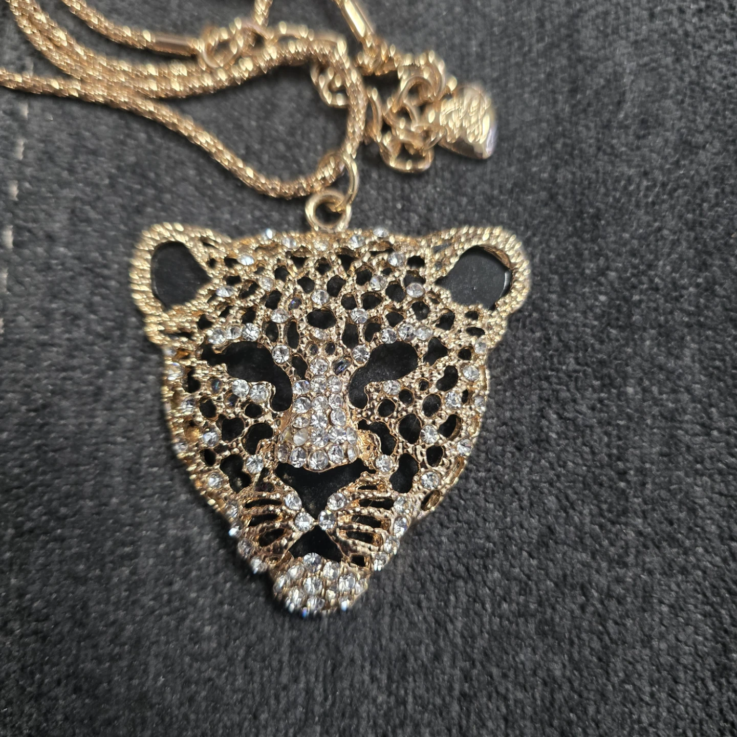 Betsey Johnson Gold tone Cheetah head necklace