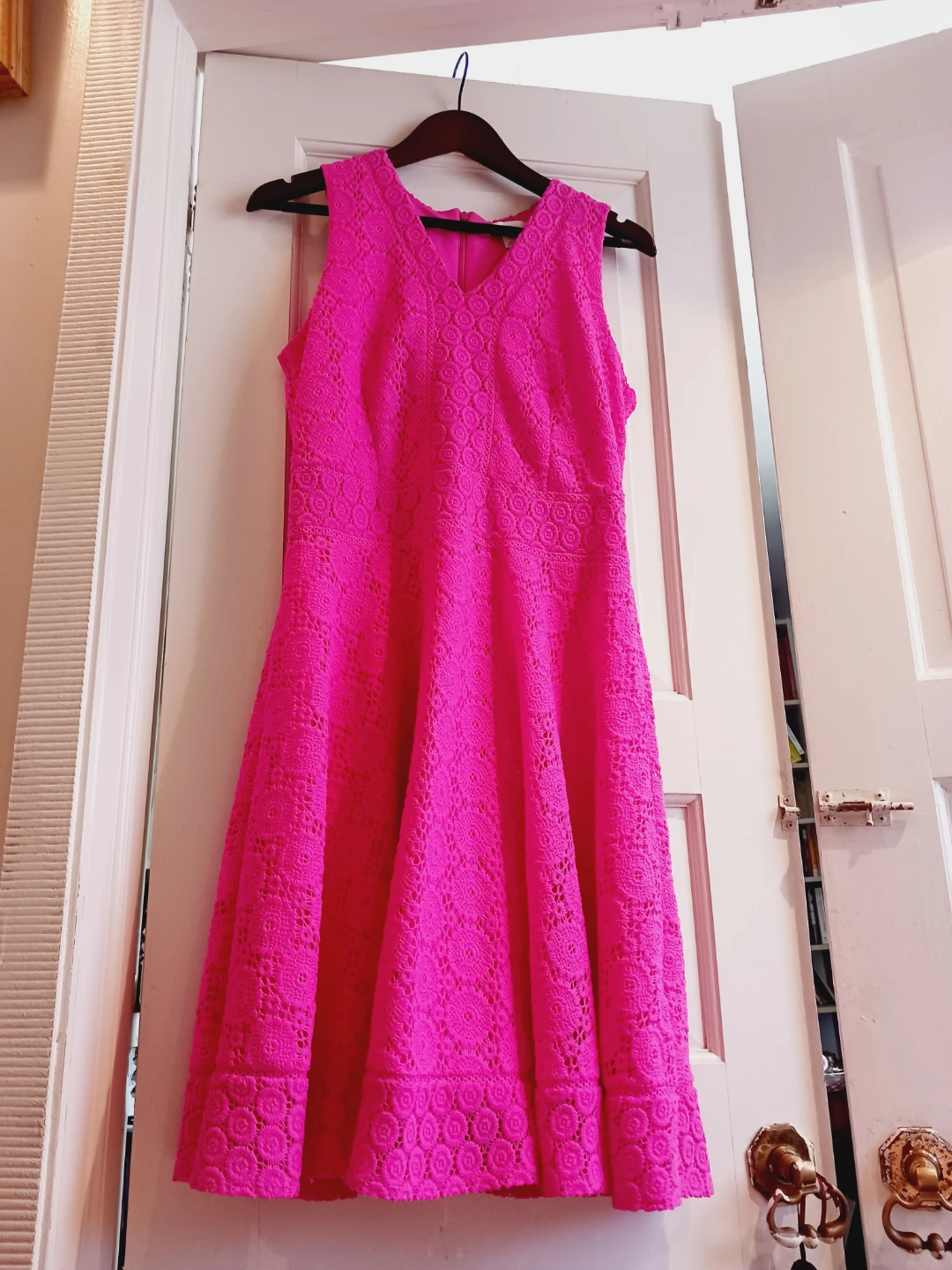 CHARTER'S CLUB Hot Pink Lace Dress. Size Medium.