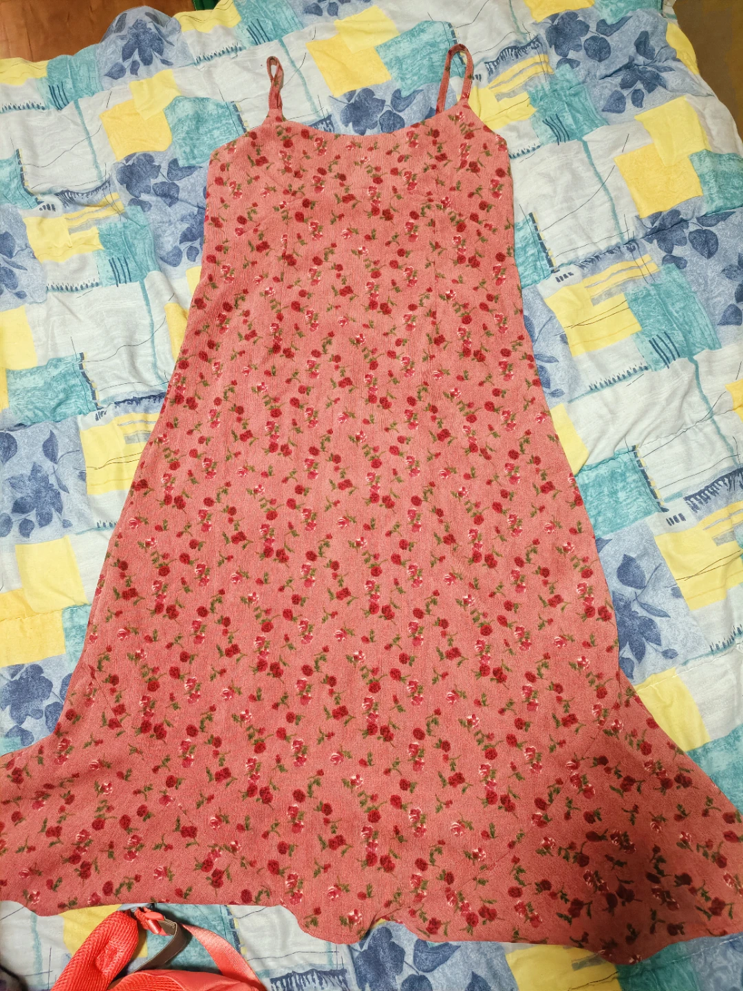 Pink Floral Corduroy Dress