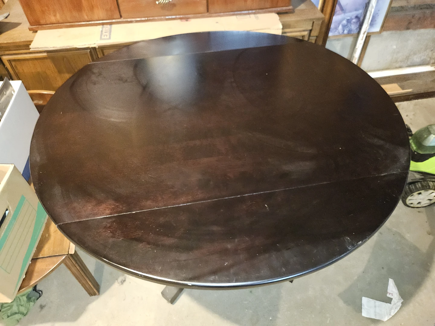 Dark Wood Drop Leaf Pedestal Table - photo 2