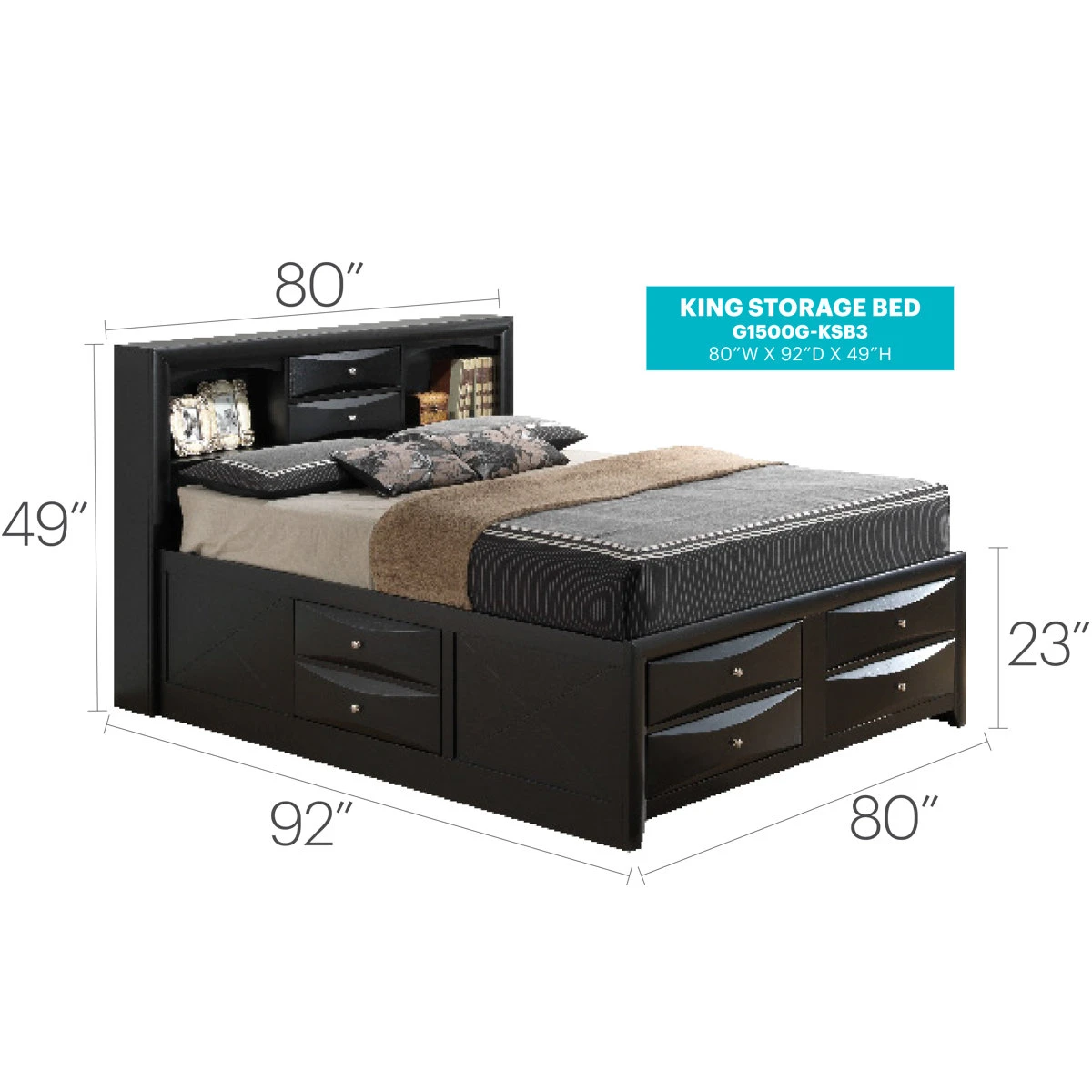 Bed frame and dresser black
