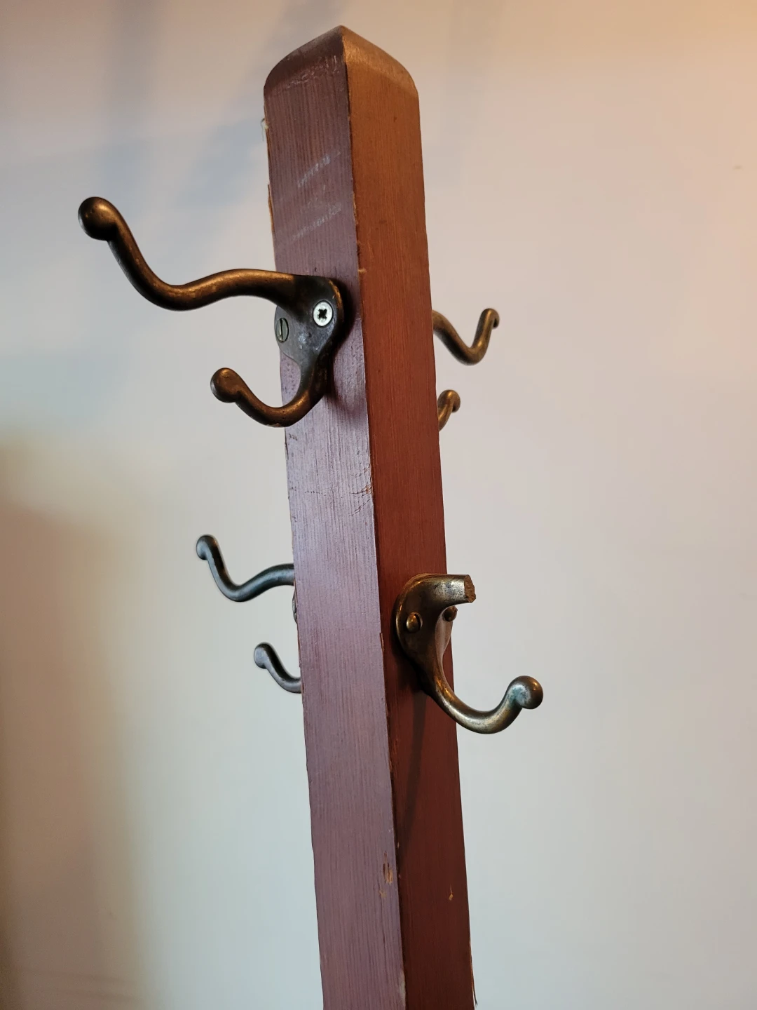 Wooden Vintage Coat Rack with Metal Hooks - photo 2