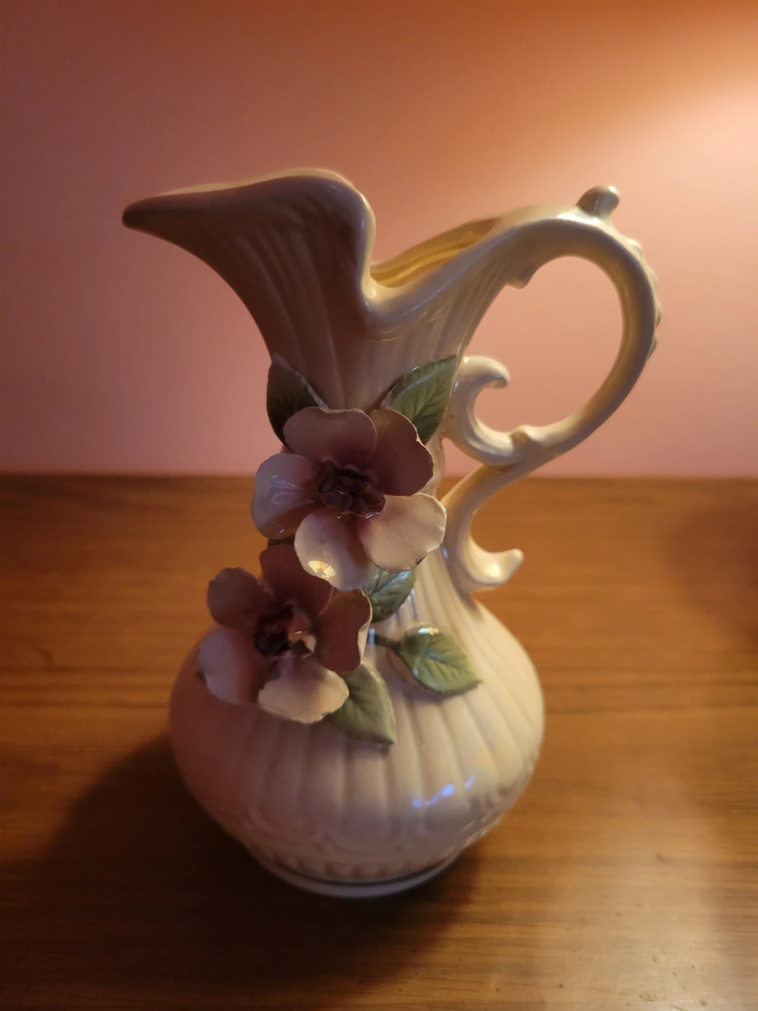 Decorative Cream Pitcher with Floral Accents