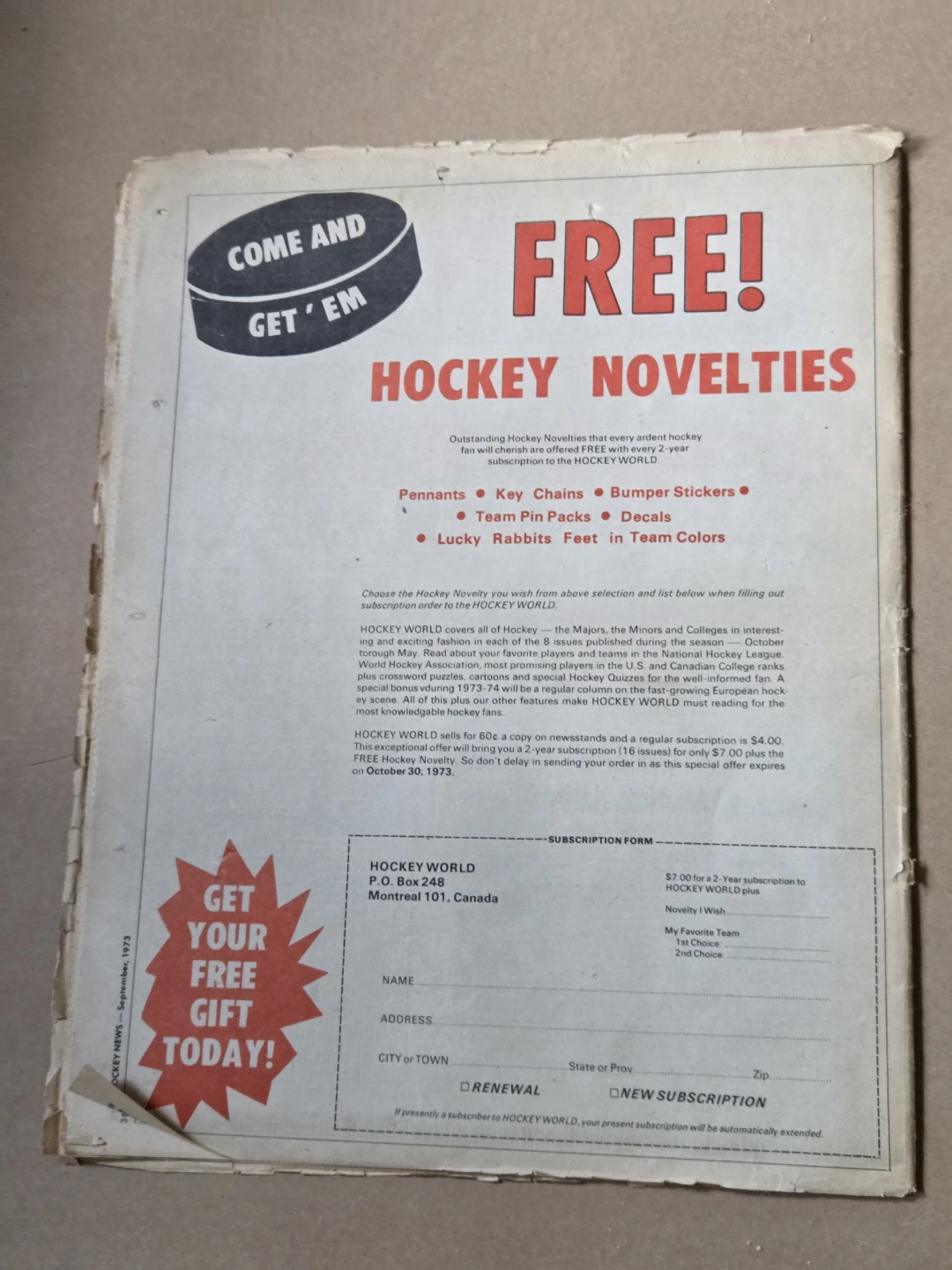 Vintage 1973 The Hockey News Magazine (Sept 1973) - photo 2