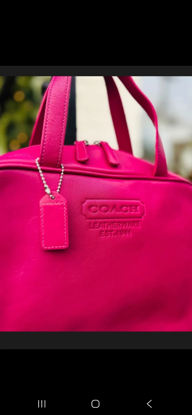 Pink Coach Leather Cosmetic Bag - photo 2