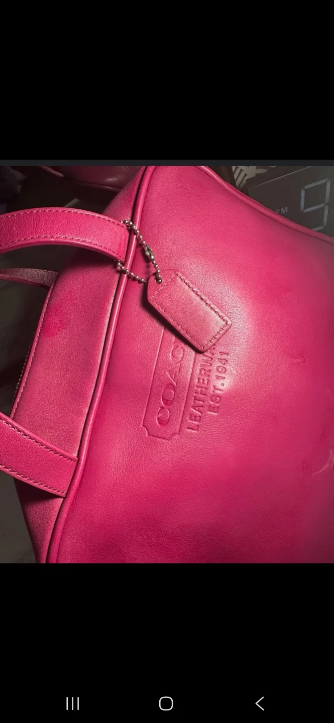 Pink Coach Leather Cosmetic Bag - photo 4
