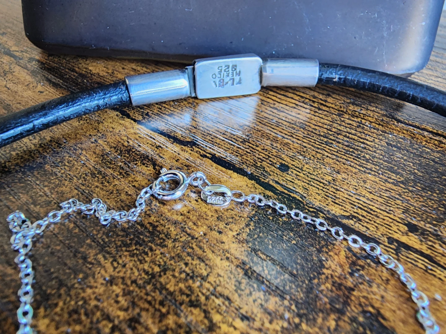 Sterling Silver Necklace & Leather Choker Set - photo 2