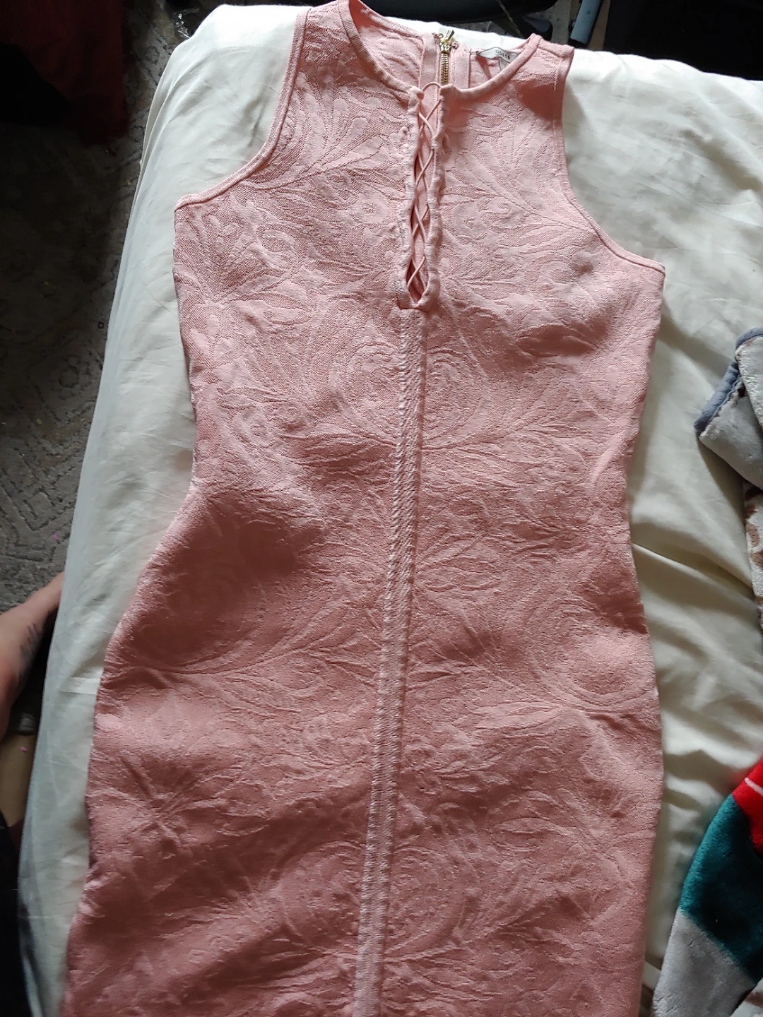 Guess Pink Sleeveless Lace-Up Dress