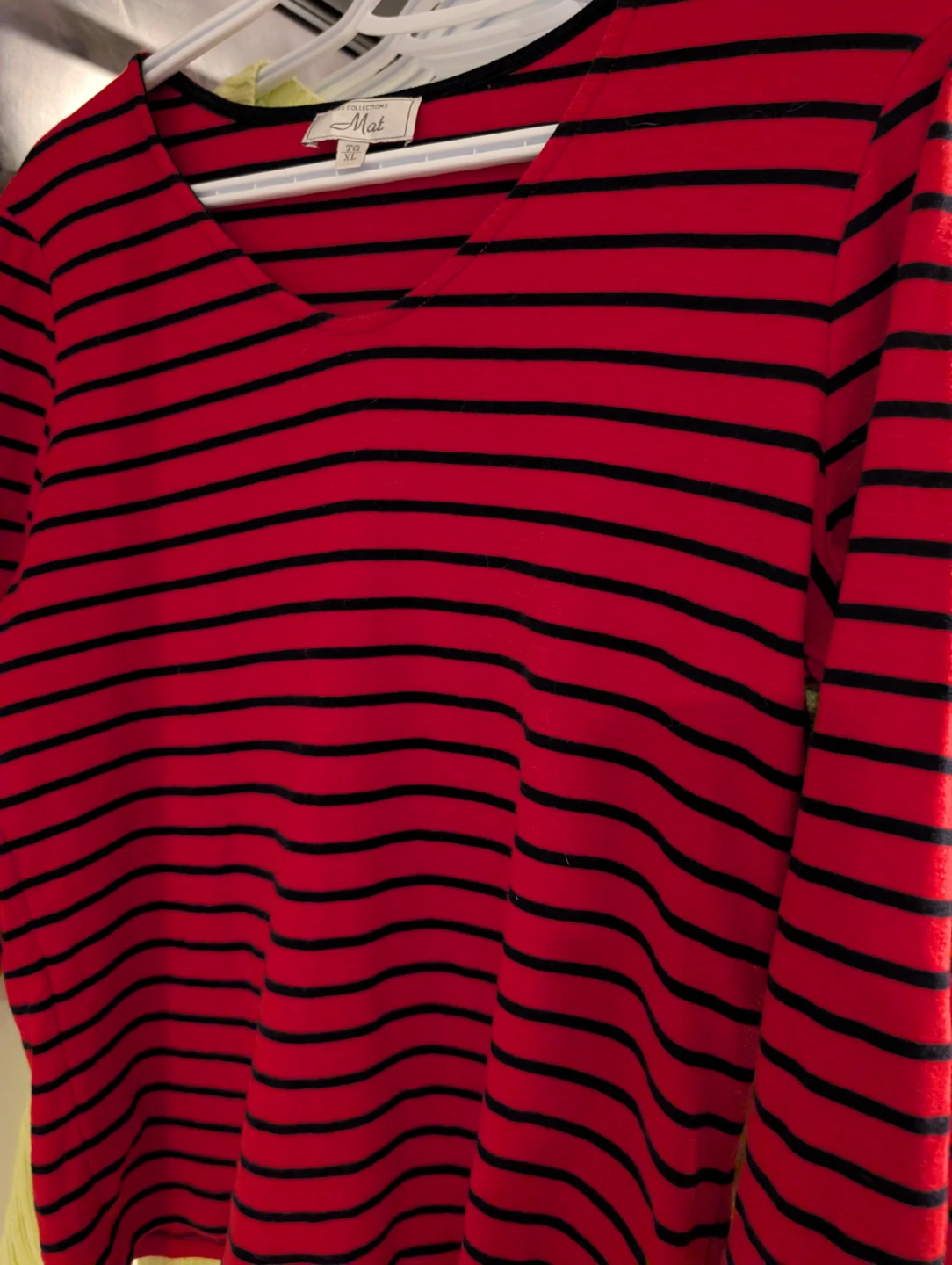 Mat Les Collections Striped V-Neck Top - XL