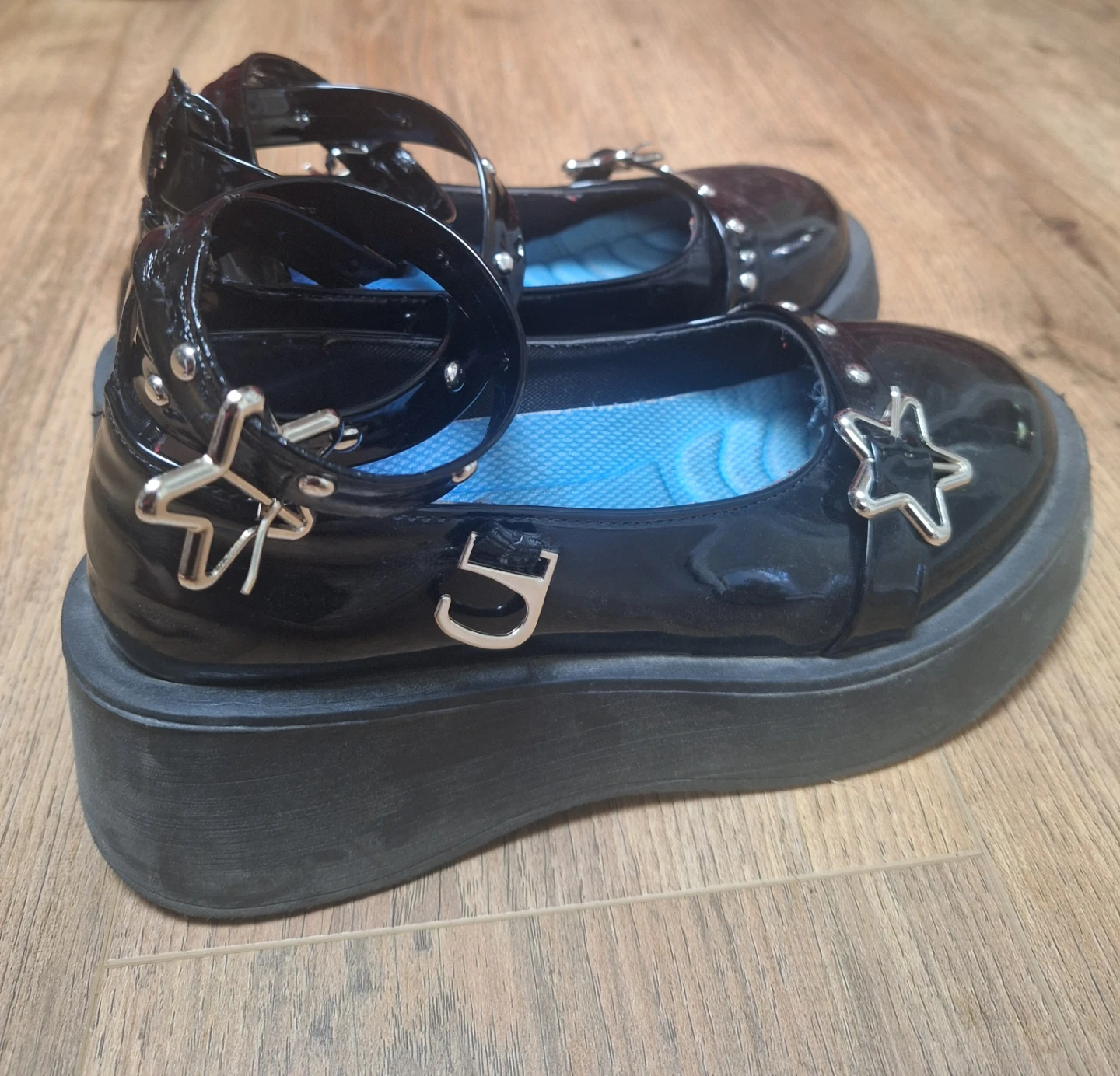 Black Platform Mary Janes with Star Buckles - photo 2
