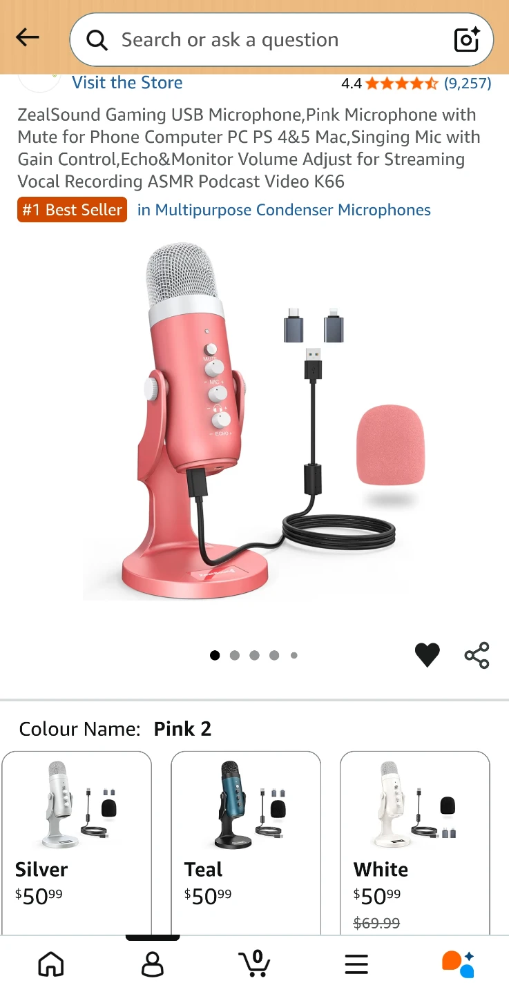 ZealSound Pink Gaming USB Microphone K66