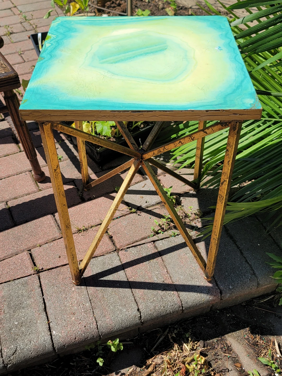 Square Accent Table with Agate Design Top