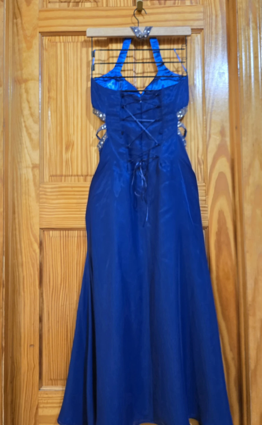 Royal Blue Beaded Halter Dress - photo 2