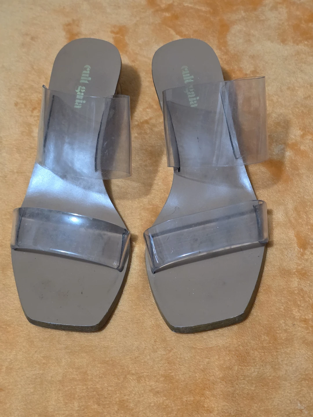 Cult Gaia Clear Slide Sandals with Shell Heels Size 37