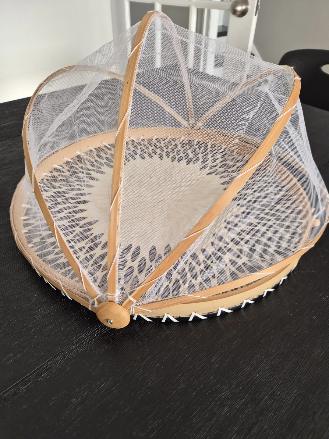 Bamboo Food Cover with Mesh Dome