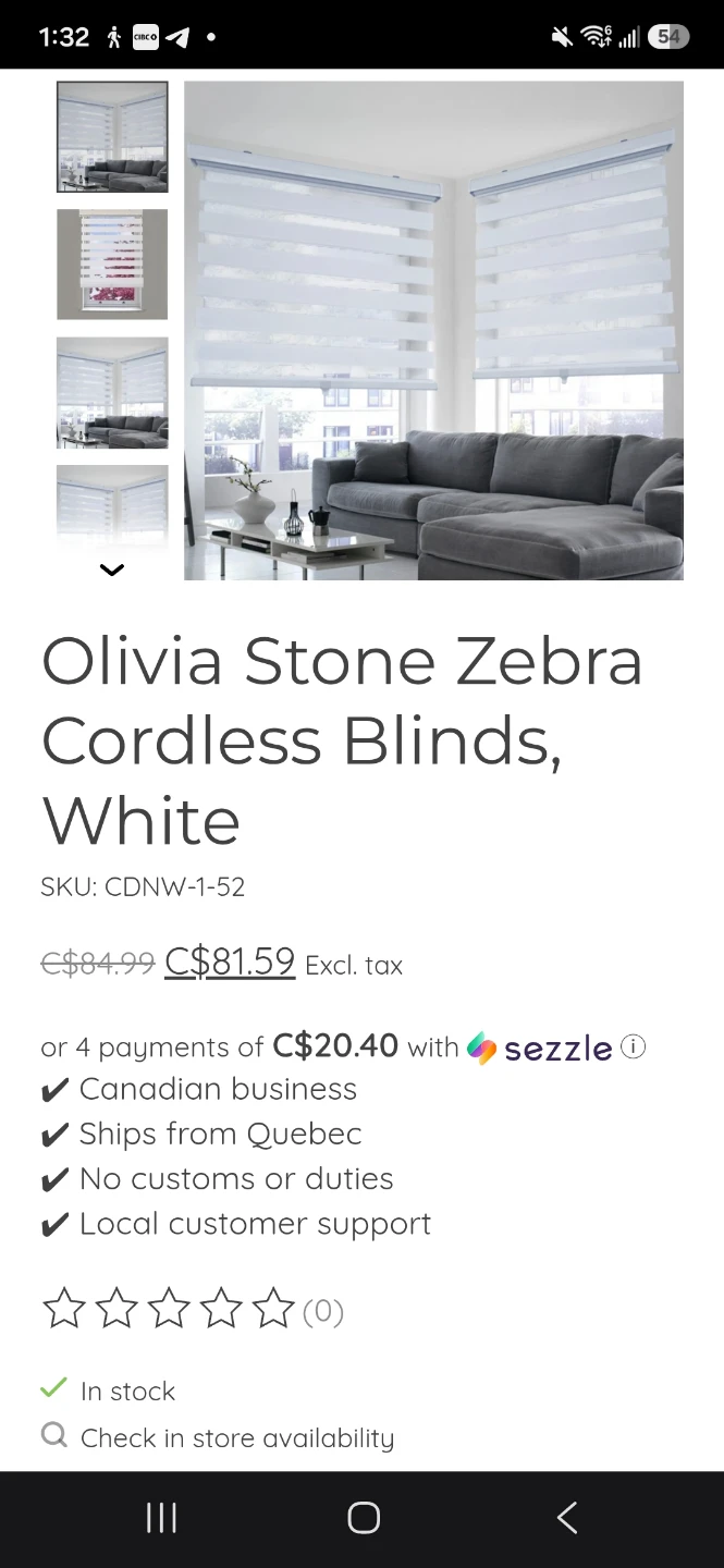 Olivia Stone Zebra Cordless Blinds, White, 51"x84" - photo 4