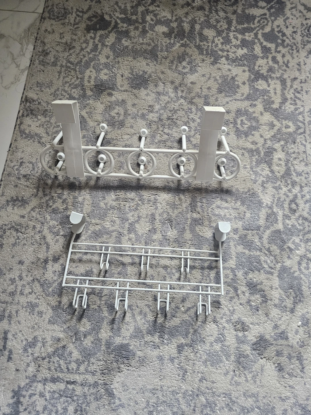 Set of 2 White Over-the-Door Hooks