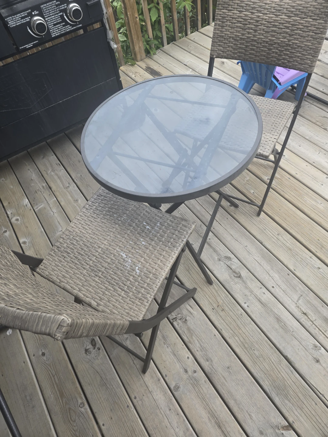 Glass Top Patio Bistro Set with Chairs
