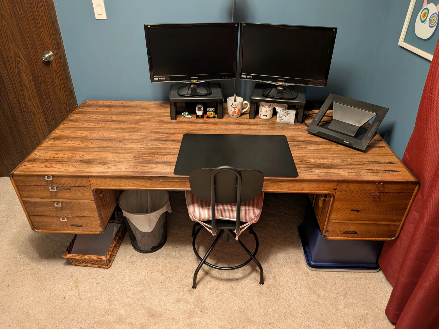 Vintage Wood Desk with Storage