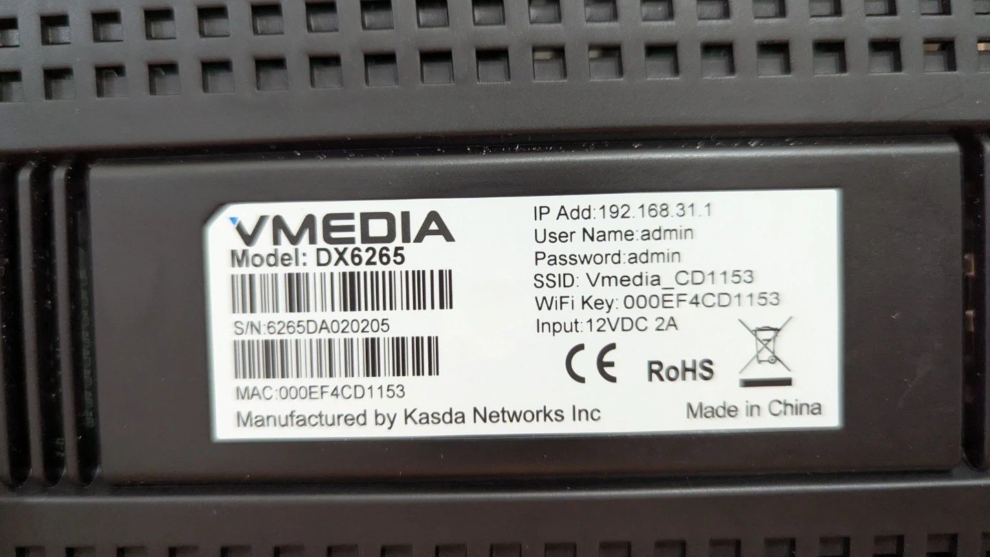 VMEDIA Network DX6265 Wireless WiFi Modem Router - photo 4